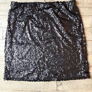 American Rags Elegant Black Sequin Midi Skirt woman’s size Large